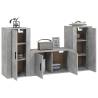 3 Piece TV Cabinet Set – Concrete Grey Engineered Wood