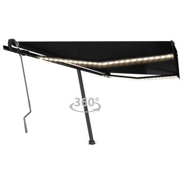 Manual Retractable Awning with LED | 450x350 cm Anthracite