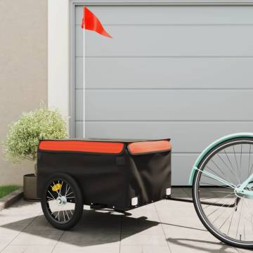 Sturdy Black and Orange Bike Trailer - 45 kg Capacity