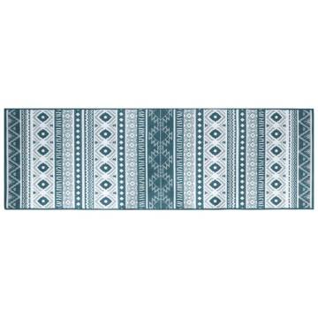 Stylish Outdoor Rug Aqua and White 80x250 cm - Reversible Design