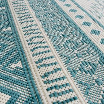 Stylish Outdoor Rug Aqua and White 80x250 cm - Reversible Design