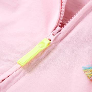 Kids' Hooded Sweatshirt with Zip - Bright Pink 140 | Hipo Market