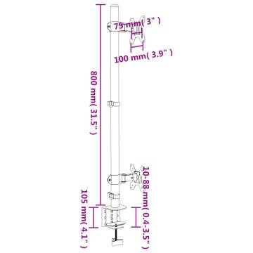 Dual Monitor Stand Black Steel VESA 75/100 mm - HipoMarket