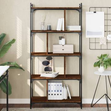 5-Tier Brown Oak Bookcase - Stylish Storage Solution