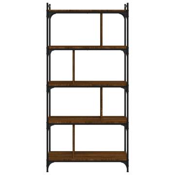 5-Tier Brown Oak Bookcase - Stylish Storage Solution