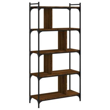 5-Tier Brown Oak Bookcase - Stylish Storage Solution