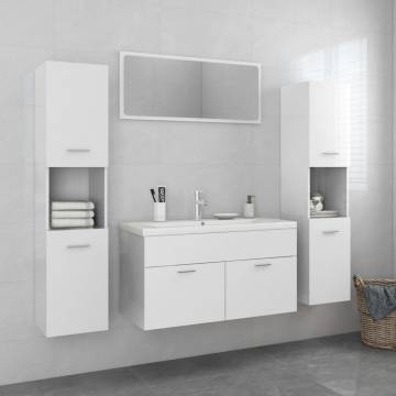 High Gloss White Bathroom Furniture Set - Stylish Storage