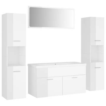 High Gloss White Bathroom Furniture Set - Stylish Storage