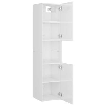 High Gloss White Bathroom Furniture Set - Stylish Storage