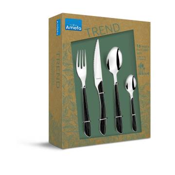 Amefa 16-Piece Eclat Nature Cutlery Set - Black Wood Finish