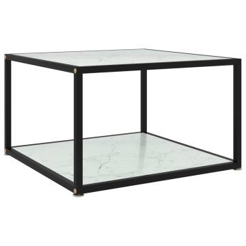 Modern White Coffee Table with Tempered Glass | 60x60x35 cm