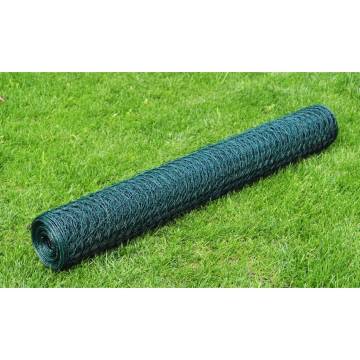 Galvanised Chicken Wire Fence 25x1 m PVC Coated Green