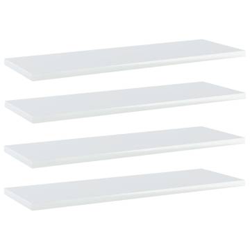 High Gloss White Bookshelf Boards - 4 pcs | Hipomarket