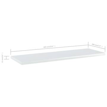 High Gloss White Bookshelf Boards - 4 pcs | Hipomarket