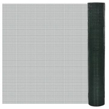 Galvanised PVC Coated Chicken Wire Fence 10x1m - Green