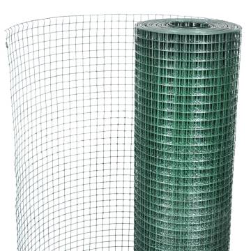 Galvanised PVC Coated Chicken Wire Fence 10x1m - Green