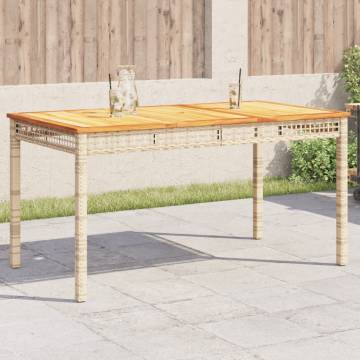 Garden Table Beige 140x80 cm - Durable Poly Rattan & Acacia