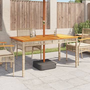 Garden Table Beige 140x80 cm - Durable Poly Rattan & Acacia