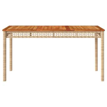 Garden Table Beige 140x80 cm - Durable Poly Rattan & Acacia