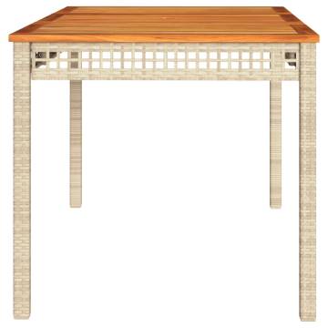 Garden Table Beige 140x80 cm - Durable Poly Rattan & Acacia