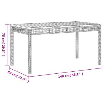 Garden Table Beige 140x80 cm - Durable Poly Rattan & Acacia