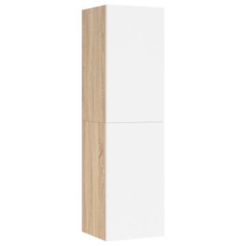 Stylish White and Sonoma Oak TV Cabinet - 30.5x30x110 cm