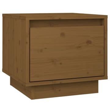 Stylish Honey Brown Bedside Cabinet - Solid Pine Wood