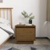 Stylish Honey Brown Bedside Cabinet - Solid Pine Wood