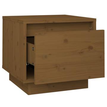 Stylish Honey Brown Bedside Cabinet - Solid Pine Wood