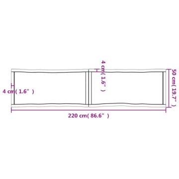 Light Brown Solid Wood Table Top - 220x50cm | HipoMarket