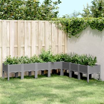 Light Grey Garden Planter with Legs - 200x160x42 cm