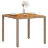 Beige Garden Table 90x90 cm - Durable Poly Rattan & Acacia Wood