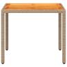 Beige Garden Table 90x90 cm - Durable Poly Rattan & Acacia Wood