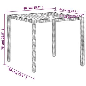 Beige Garden Table 90x90 cm - Durable Poly Rattan & Acacia Wood