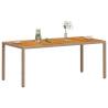 Beige Garden Table 190x90 cm - Durable Poly Rattan & Acacia Wood