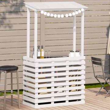 Outdoor Bar Table with Roof - Solid Wood, White | HipoMarket