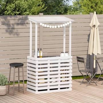 Outdoor Bar Table with Roof - Solid Wood, White | HipoMarket