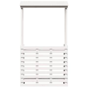 Outdoor Bar Table with Roof - Solid Wood, White | HipoMarket