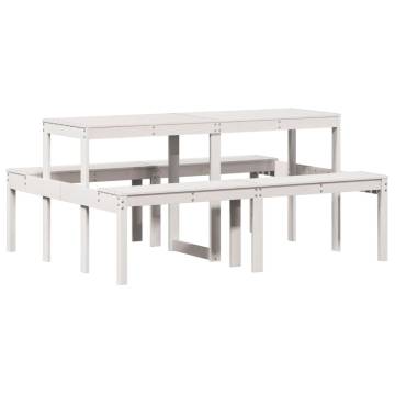 White Picnic Table 160x134 cm - Solid Pine for Outdoor Use