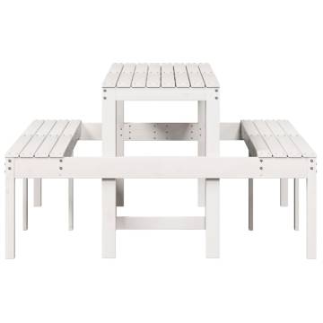 White Picnic Table 160x134 cm - Solid Pine for Outdoor Use