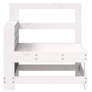 Garden Armrest Sofa with Side Table - White Solid Pine