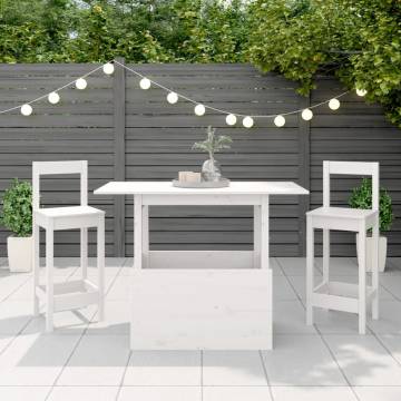 Garden Table White 100x50x75 cm Solid Pine - Versatile Outdoor Table