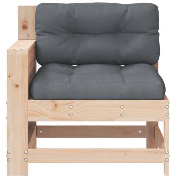 Garden Armrest Sofa with Cushion - Solid Pine Wood