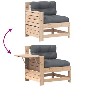 Garden Armrest Sofa with Cushion - Solid Pine Wood