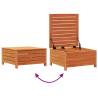 Garden Footstool with Cushion - Wax Brown Solid Wood Pine