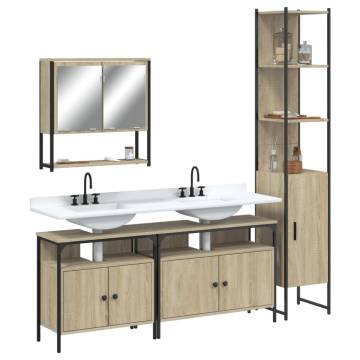 4 Piece Bathroom Furniture Set - Sonoma Oak | Hipomarket