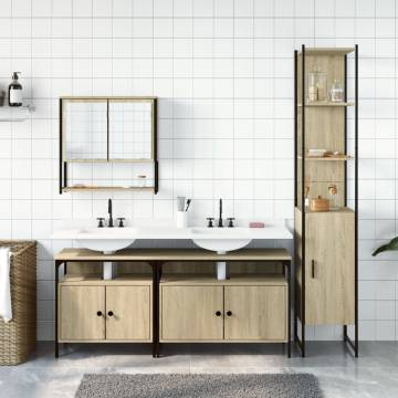 4 Piece Bathroom Furniture Set - Sonoma Oak | Hipomarket