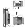 3 Piece Bathroom Furniture Set - Grey Sonoma Engineered Wood