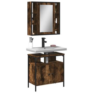 2 Piece Smoked Oak Bathroom Furniture Set - Stylish & Practical