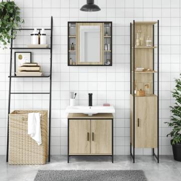 3 Piece Bathroom Cabinet Set in Sonoma Oak - Stylish Storage